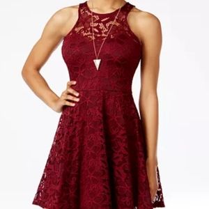 Material girl burgundy floral skater dress